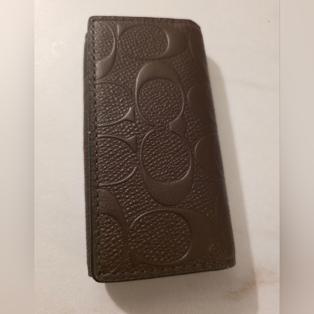Coach Dark Brown Embossed Key Holder